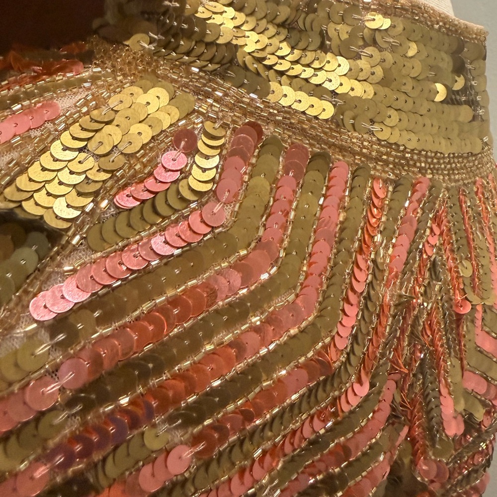 Gold and Pink Sequin Fringe Cape - Picture 5 of 5